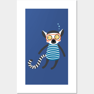 A Lemur Goes Snorkeling Posters and Art